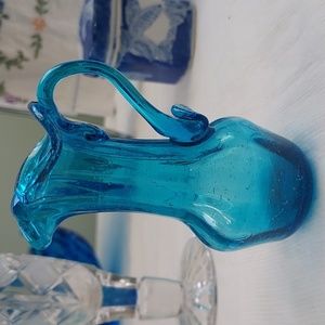 Vintage hand blown glass Mini vase creamer pitcher